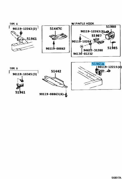 TOYOTA LAND CRUISER FJ75 Genuine Traction Hook No.3 51961-60081 OEM