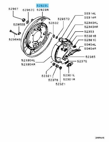 MITSUBISHI MONTERO SPORT K9#W 97-03 Genuine Rear Brake Backing Plate LH MB858533