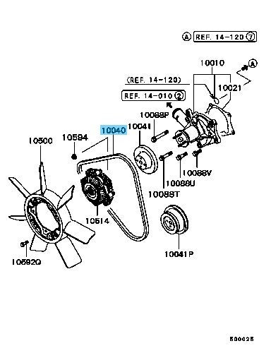 MITSUBISHI L200 K12T Genuine Alternator & Others Belt MD041704 OEM