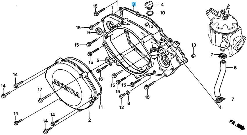 HONDA CR500R 1985-2001 Genuine Crankcase Cover Gasket RH 11395-MAC-680 OEM