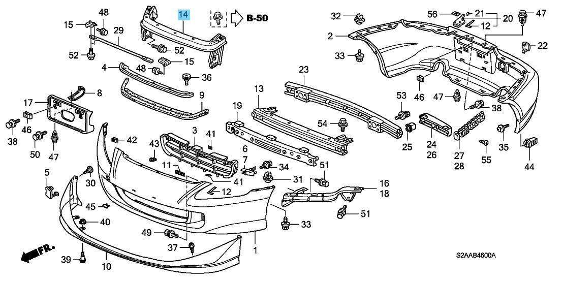 HONDA S2000 AP1 AP2 '00-09 Genuine Front Bumper Upper Beam Comp 71140-S2A-010ZZ