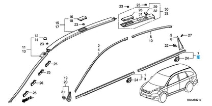 HONDA CR-V RE3 RE4 2007-2011 Genuine Rear Door Molding LH 72950-SWA-A02 OEM