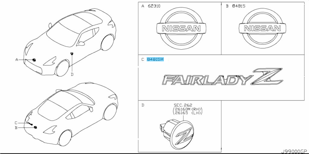 NISSAN FAIRLADY Z Z34 09-17 Genuine Trunk Lid Emblem FAIRLADY Z 84895-1EK0A OEM