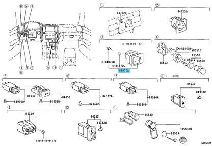 TOYOTA LAND CRUISER UZJ100 98-07 Genuine Outer Mirror Switch Assy 84870-60030