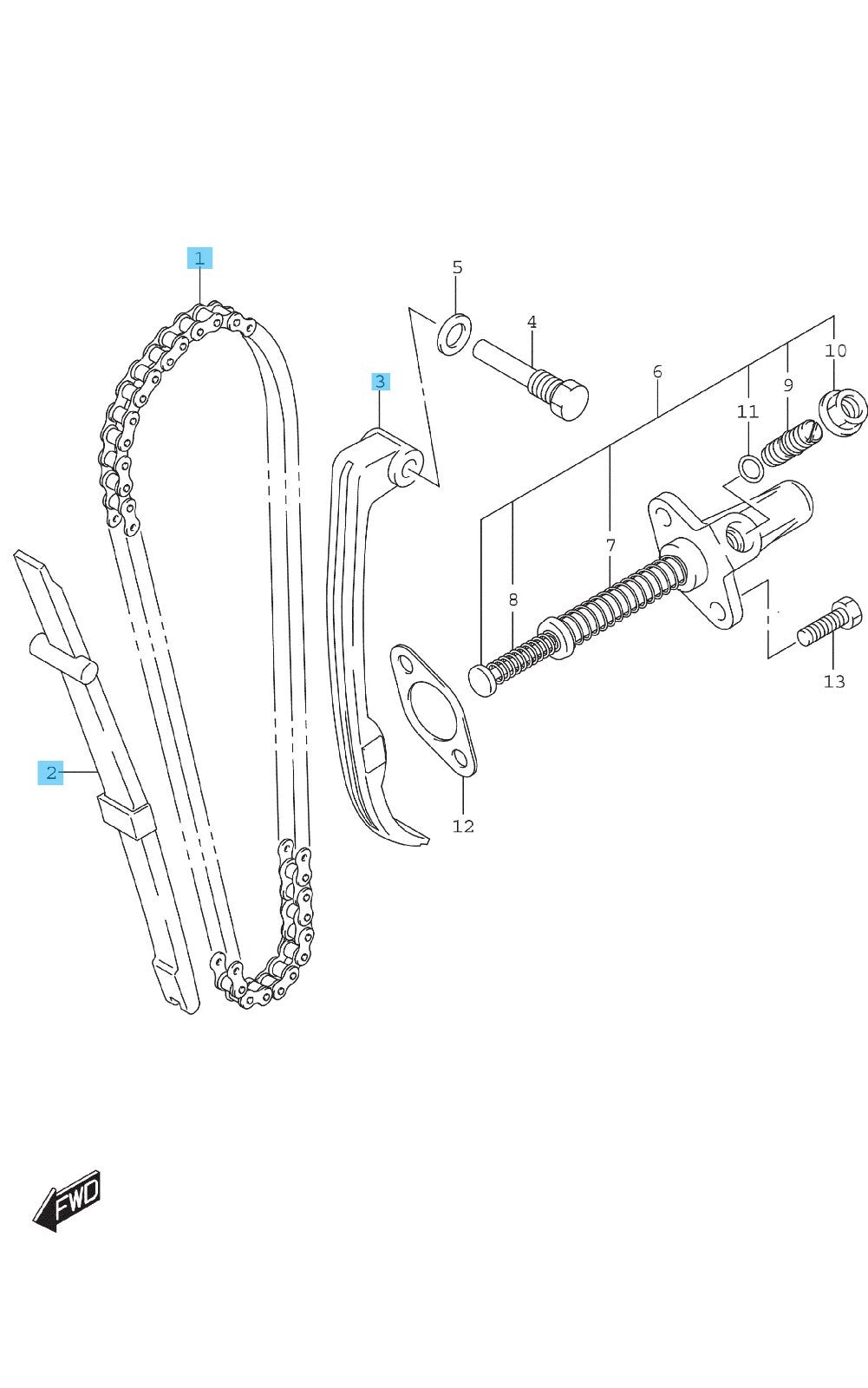 SUZUKI DR-Z125L 2021-2024 Genuine Cam Chain & Tensioner & Guide Set OEM