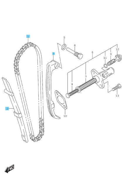SUZUKI DR-Z125L 2021-2024 Genuine Cam Chain & Tensioner & Guide Set OEM