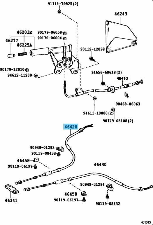 TOYOTA SUPRA MA70 86-93 Genuine Parking Brake Cable Assy No.2 46420-14290 OEM