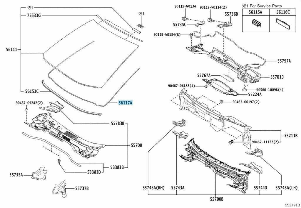 TOYOTA LEXUS Genuine Front Weather Strip Windshield Glass Dam 04562-12010 OEM