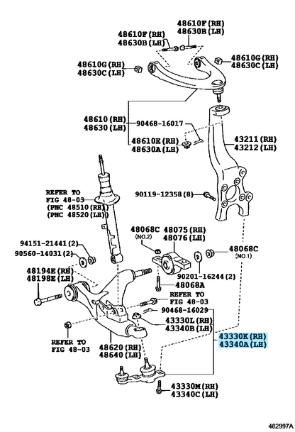 TOYOTA LEXUS GS IS Genuine Front Lower Ball Joint Right & Left Set OEM Parts