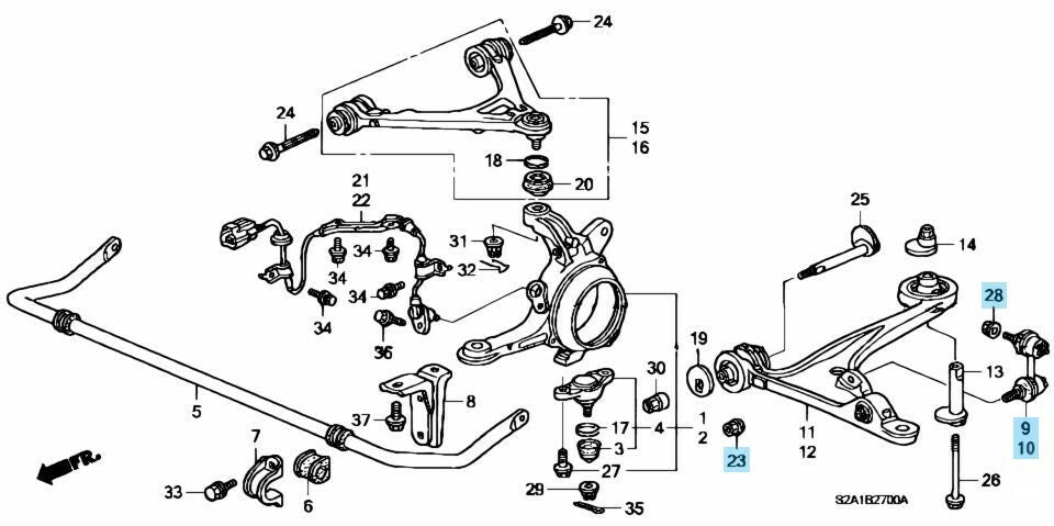 HONDA S2000 AP# 00-09 Genuine Front Stabilizer Sway Bar Link RH & LH Nut Set OEM