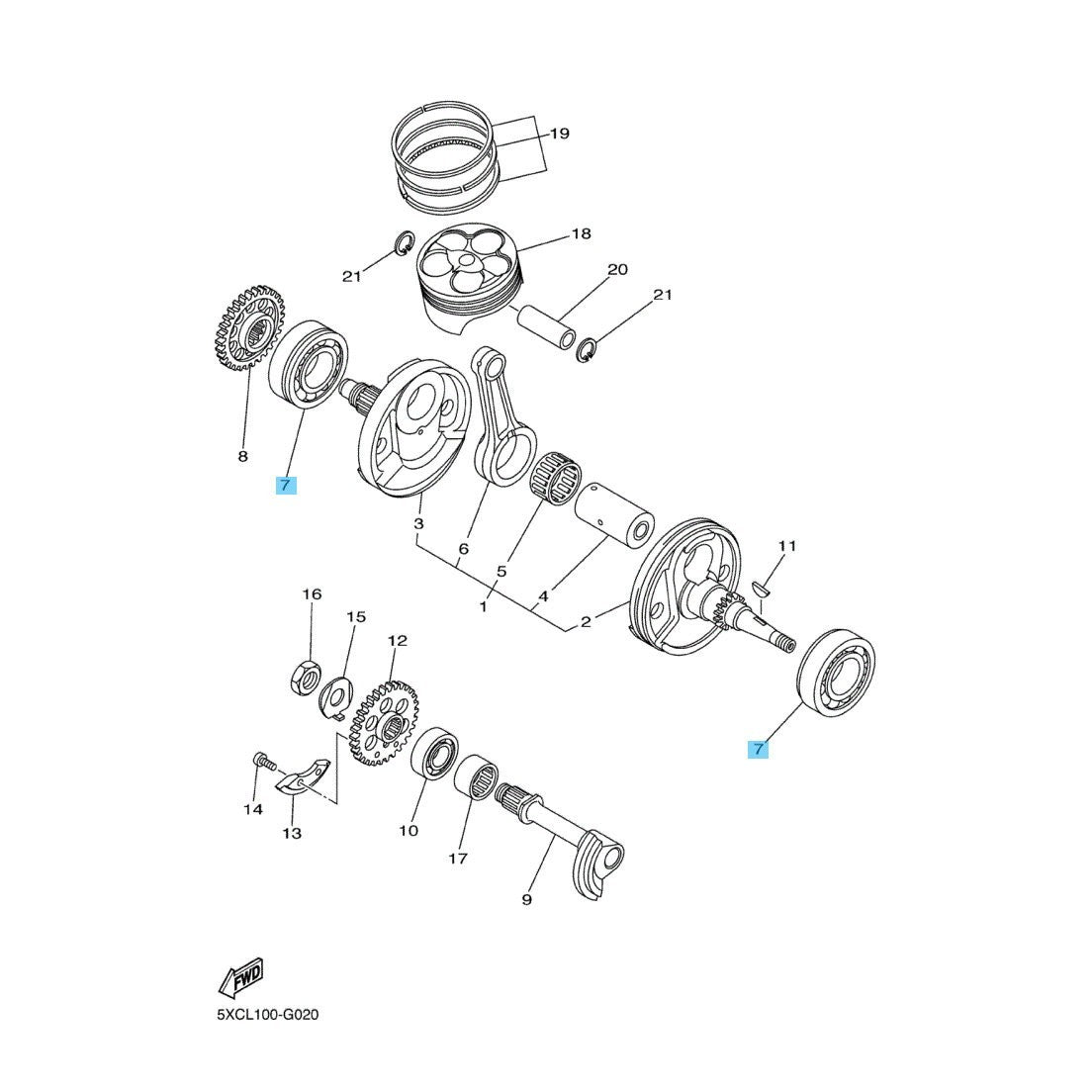 YAMAHA YZ250F 2001-2025 Genuine Crankshaft Bearing 93306-20648-00 x2 Set OEM