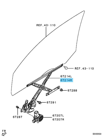 MITSUBISHI MIRAGE A03A 14-23 Genuine Front Door Window Regulator RH 5713A318 OEM