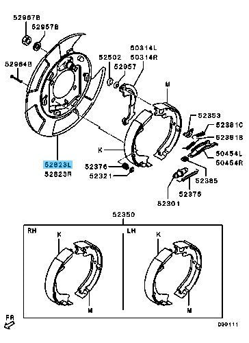 MITSUBISHI LANCER CY4A '09-15 Genuine Rear Brake Backing Plate LH 4800A025 OEM
