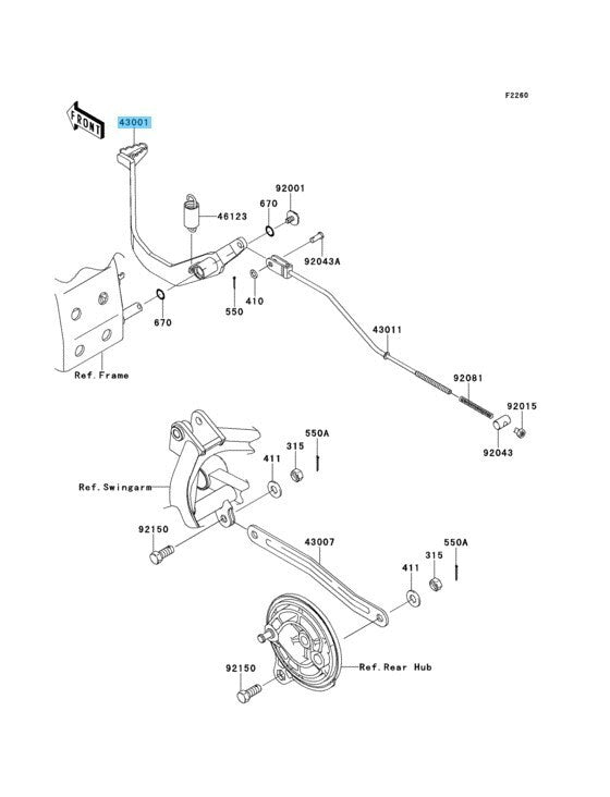 KAWASAKI KLX110 2010-2018 Genuine Brake Lever Pedal 43001-0122 OEM
