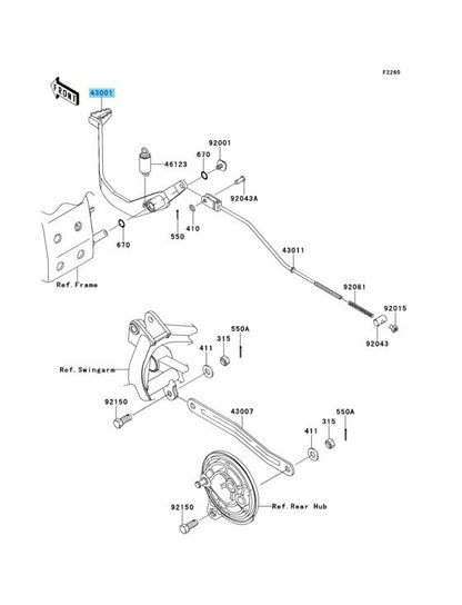 KAWASAKI KLX110 2010-2018 Genuine Brake Lever Pedal 43001-0122 OEM