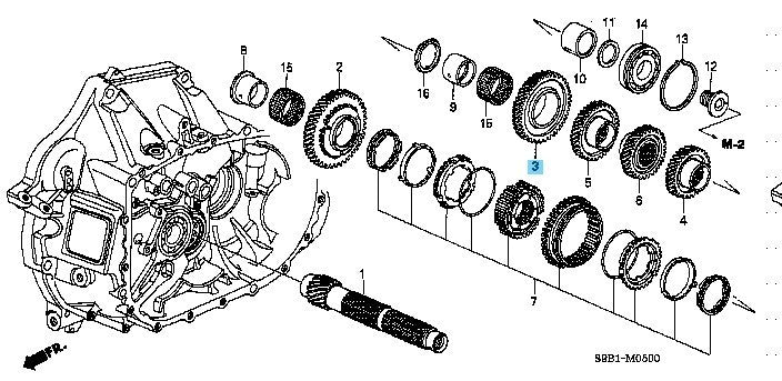 HONDA CR-V RD5 2001-2006 Genuine M/T Countershaft Second Gear 23431-PPP-000 OEM
