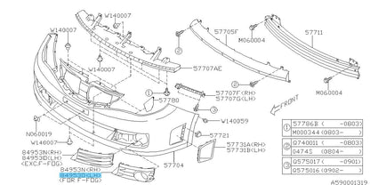 SUBARU IMPREZA WRX STI GV GR 11-14 Genuine Fog Light Cover LH 57731FG300PG OEM
