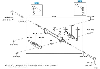 TOYOTA SIENNA GSL30 GSL33 GSL35 11-20 Genuine Tie Rod Assy RH & LH Set OEM