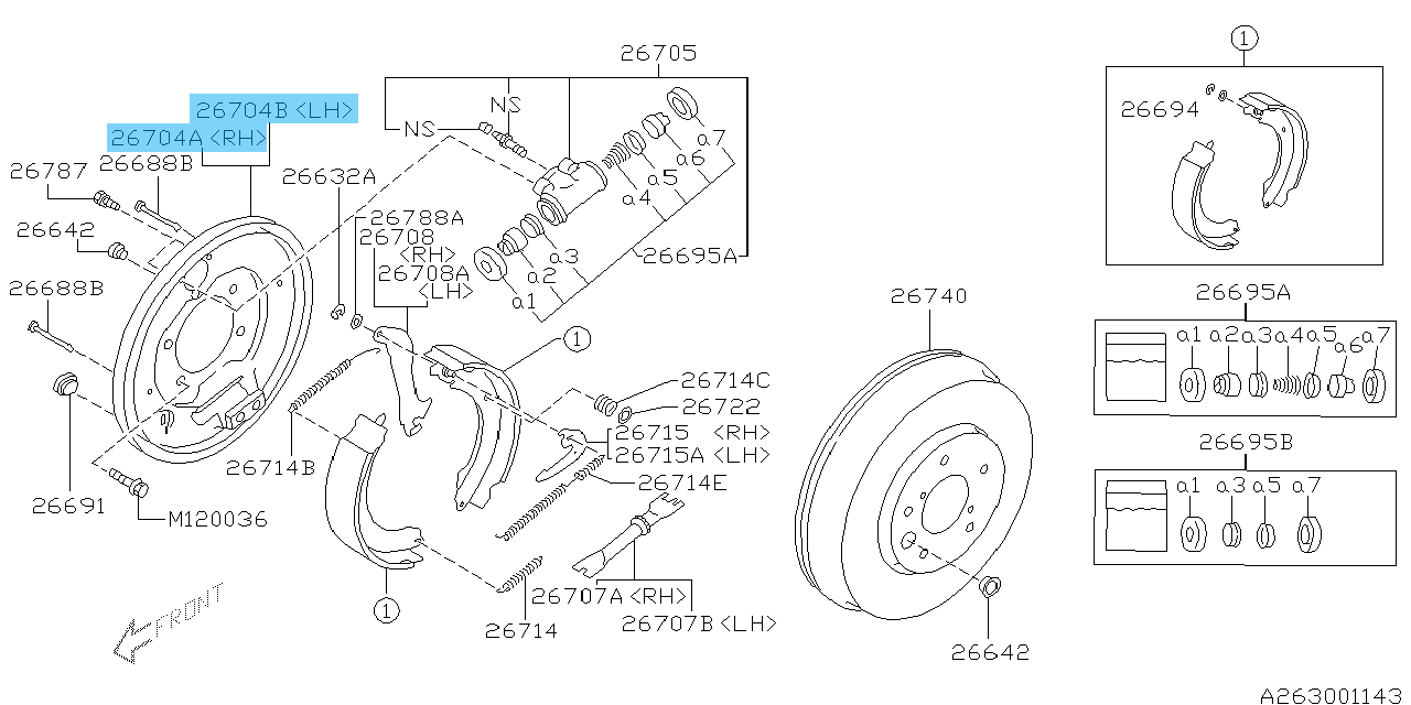 SUBARU LEGACY BH5 00-09 Genuine Rear Brake Splash Shield RH & LH Set OEM