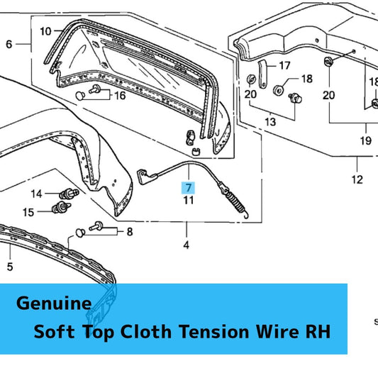 HONDA S2000 AP1 2000 Model Genuine Soft Top Cloth Tension Wire RH 86319-S2A-003