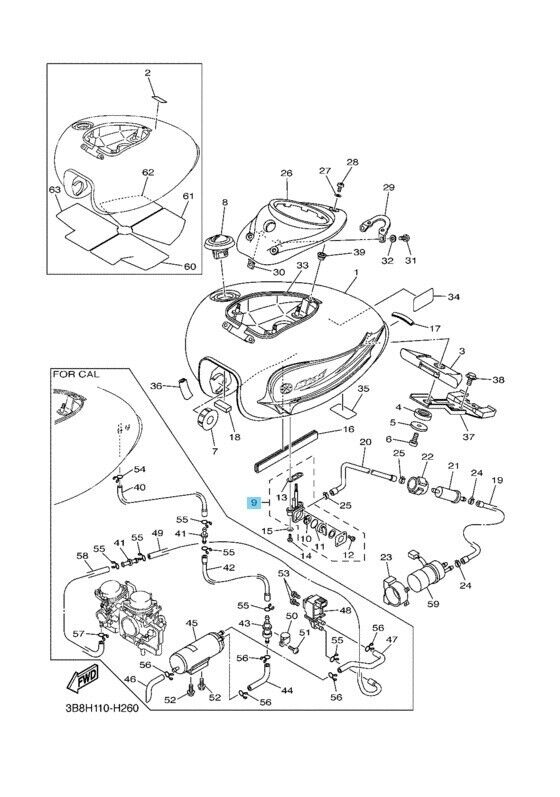 YAMAHA V-STAR CUSTOM XVS1100 07-09 Genuine Fuel Cock Assy 1 4WM-24500-10-00 OEM