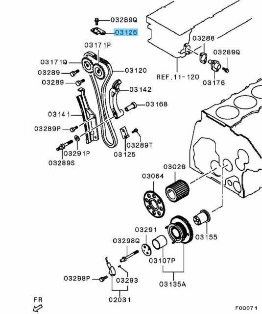 MITSUBISHI PAJERO MONTERO 06-15 Genuine Timing Chain Upper Guide 1140A026 OEM