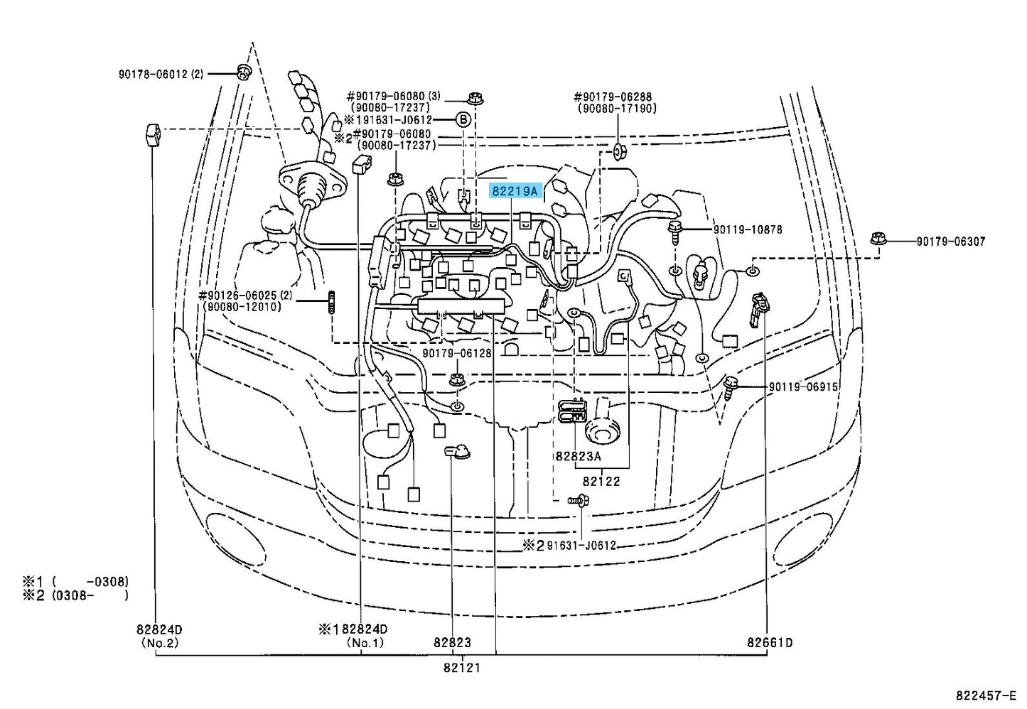 TOYOTA HIGHLANDER MCU20 2001-2004 Genuine Knock Sensor Wire 82219-33030 OEM