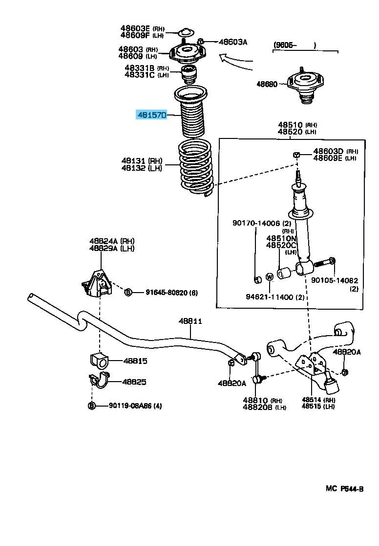 TOYOTA SUPRA JZA80 1993-1998 Genuine Front Coil Spring Insulator RH & LH Set OEM