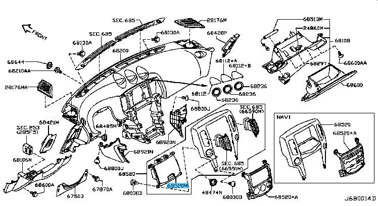 NISSAN 370Z Z34 2009-2020 Genuine Center  Cluster Lid 68250-1EA0A OEM