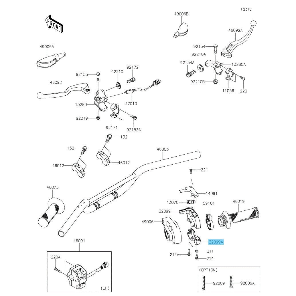 KAWASAKI KLX110/R '02-25 KLX110R L '21-25 Genuine Throttle Case Lower 32099-0045