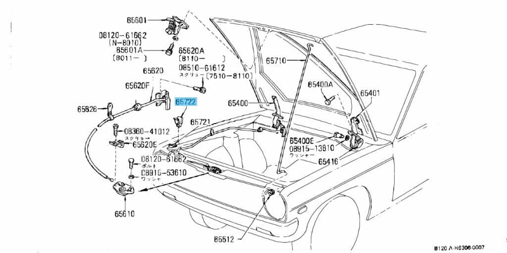 NISSAN PICKUP 720 1980-1986 Genuine Bonnet Hood Rod Clamp 6551455W00 OEM
