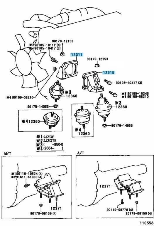 TOYOTA LEXUS Genuine 1JZ-GTE 2JZ-GE 2JZ-GTE Engine Mount Bracket RH & LH Set OEM