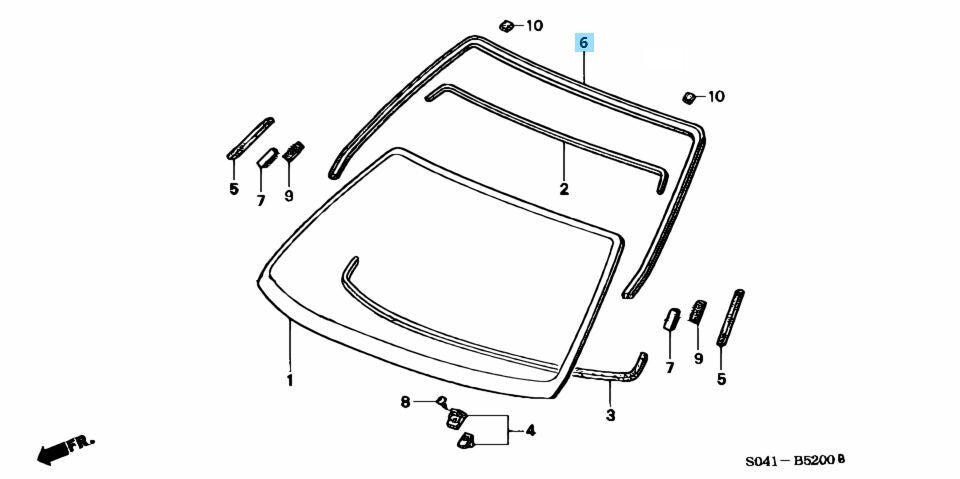 HONDA CIVIC EK4 EK9 EJ7 96-00 Genuine Front Windshield Glass Molding Seal OEM
