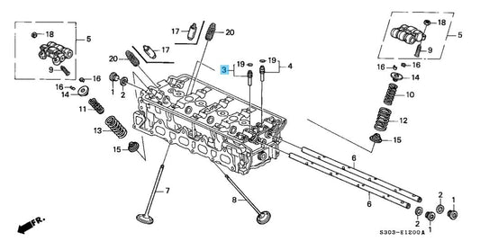 HONDA PRELUDE BB4 BB6 93-01 Genuine Rocker Shaft Orifice Assy. A 12250-PR7-A00