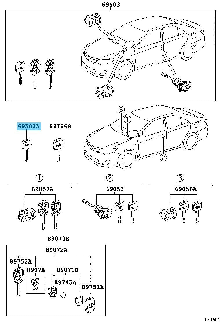 TOYOTA CAMRY ASV50 GSV50  2012-2017 Genuine Main Blank Key 90999-00251 OEM