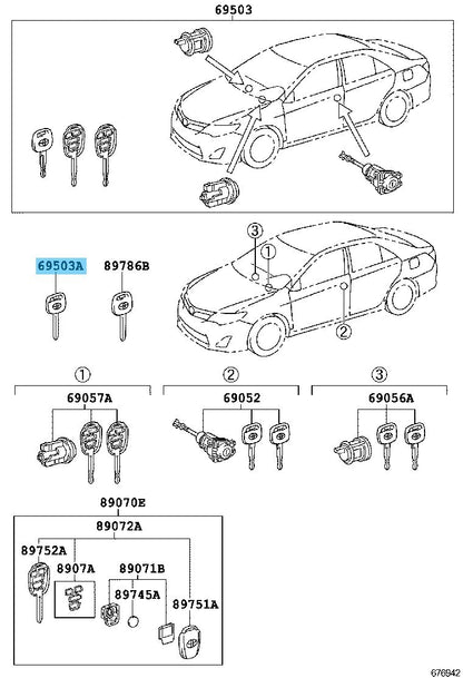 TOYOTA CAMRY ASV50 GSV50  2012-2017 Genuine Main Blank Key 90999-00251 OEM