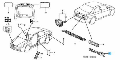 HONDA ACCORD CL7 03-07 Genuine Front Grill & Rear "euro R" Emblem Budge Set OEM