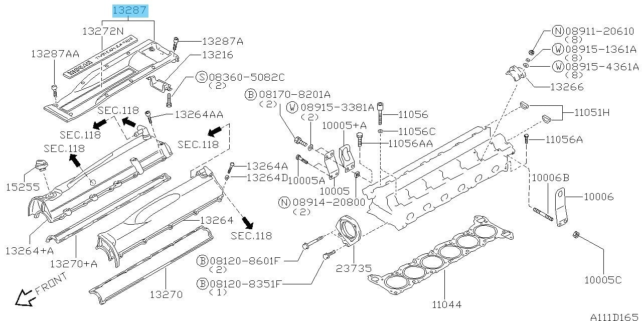 NISSAN SKYLINE GT-R BCNR33 95-98 Genuine Rocker Cover Ornament 13287-24U00 OEM