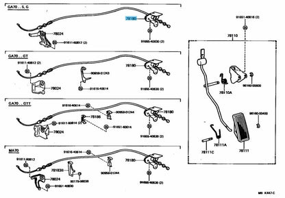 TOYOTA SUPRA GA70 86-88 Genuine Accelerator Control Cable 78180-24011 OEM RHD
