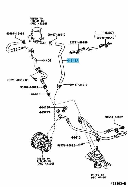 TOYOTA RAV4 ACA2# 2001-2005 Genuine Oil Reservoir To Pump Hose 44348-42050 OEM