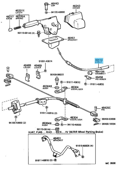 TOYOTA LAND CRUISER BJ/FJ40 82-84 Genuine Parking Brake Cable Assy No.1 OEM RHD