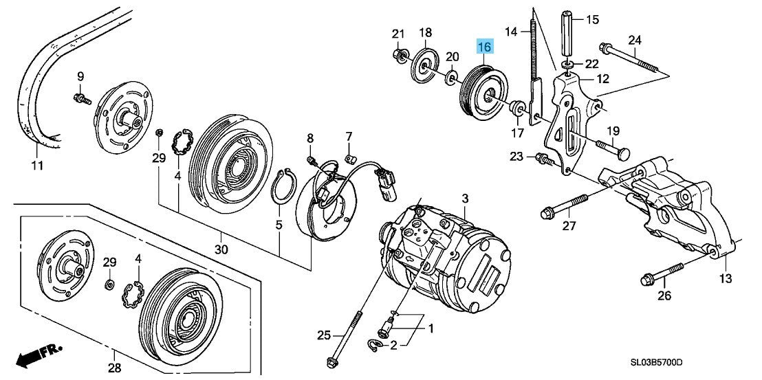 HONDA ACURA NSX NA1 NA2 1991-2005 Genuine Idle Pulley Comp 38942-PR7-A00 OEM