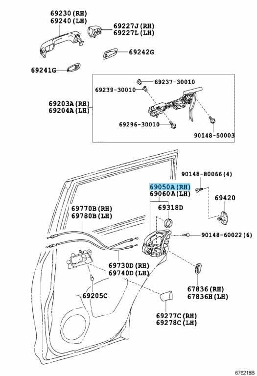 TOYOTA LEXUS Genuine Door Lock Actuator Assy Rear W/Motor Right 69050-33120 OEM