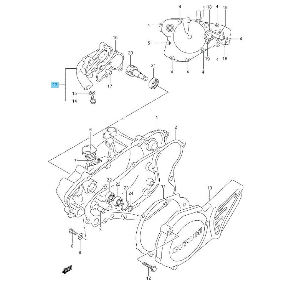 SUZUKI RM85 '02-09 2012 '15-23 Genuine Water Pump Case 17410-03B00 OEM3