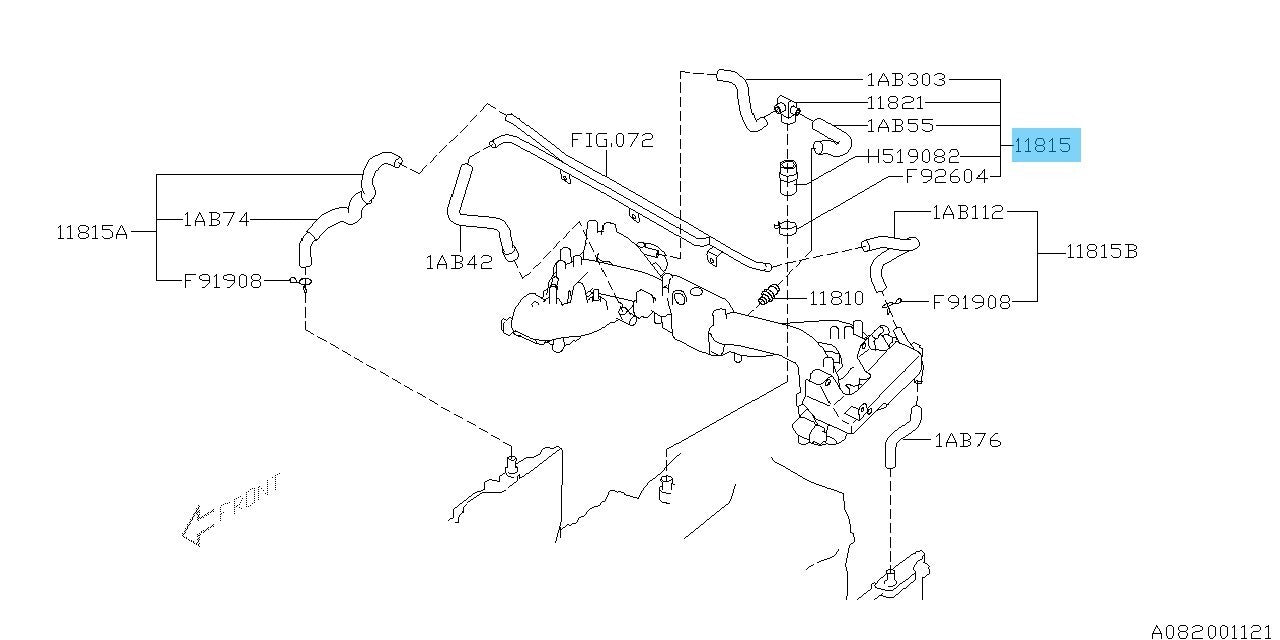 SUBARU IMPREZA WRX 2002-2003 GD# GG# Genuine PCV Hose Assy 11815AB213 OEM