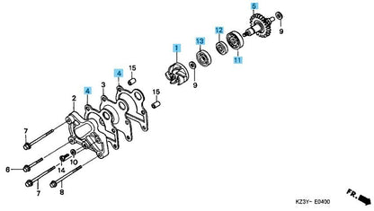 HONDA CR250R 97-01 Genuine W/P Gasket(x2) & Bearing & Seal & Gear & Impeller Set