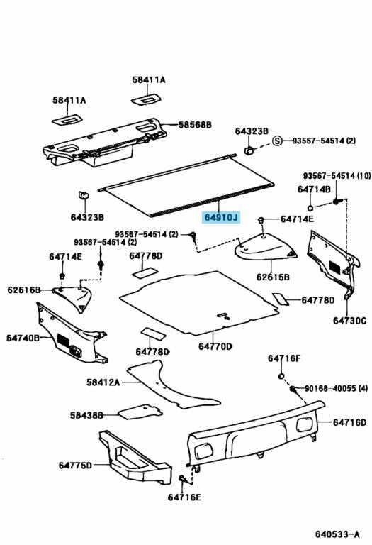 TOYOTA SUPRA JZA80 1993-1998 Genuine Rear Cargo Tonneau Cover 64910-14060-C0 OEM