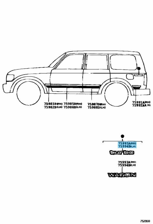 TOYOTA LAND CRUISER HDJ80 HDJ81 HDJ81V Genuine Rear Quarter Decal 2pcs Set OEM