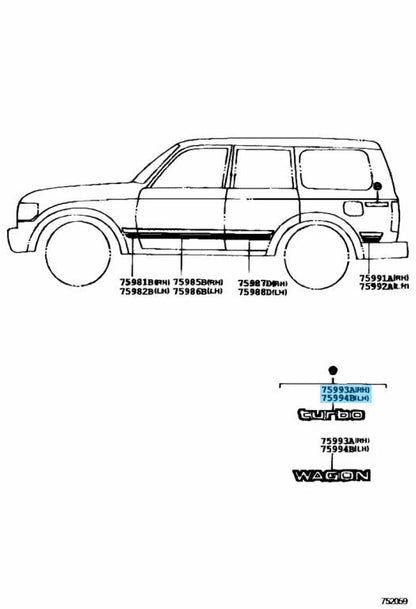 TOYOTA LAND CRUISER HDJ80 HDJ81 HDJ81V Genuine Rear Quarter Decal 2pcs Set OEM
