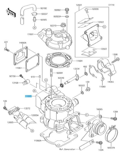 KAWASAKI KX100 2014-2018 Genuine Engine Cylinder 11005-0758 OEM
